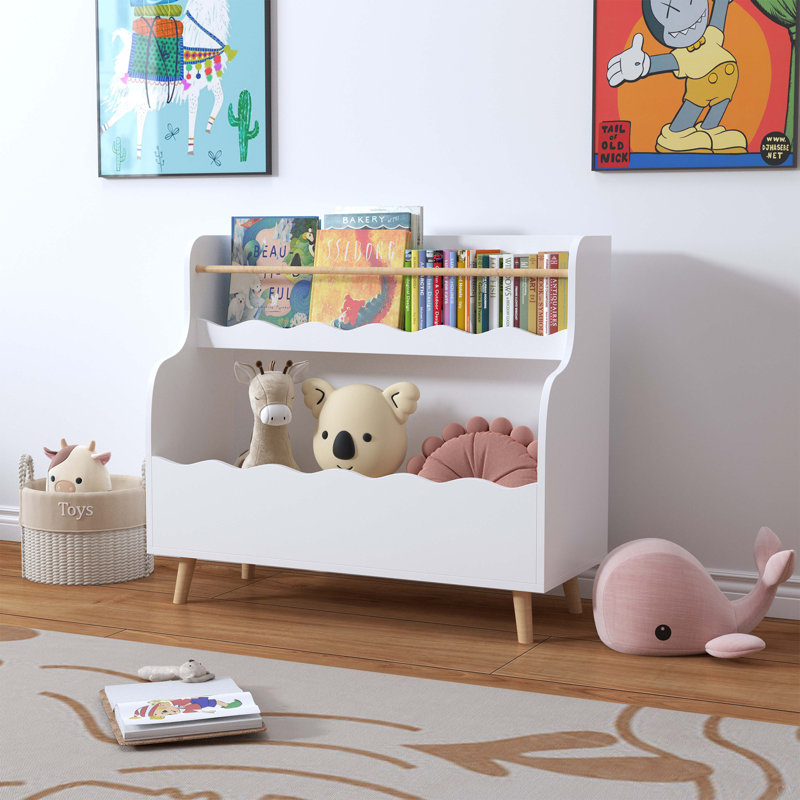 Bibliothèque pour enfants, organisateur de livres pour enfants, armoire de rangement pour jouets, blanc