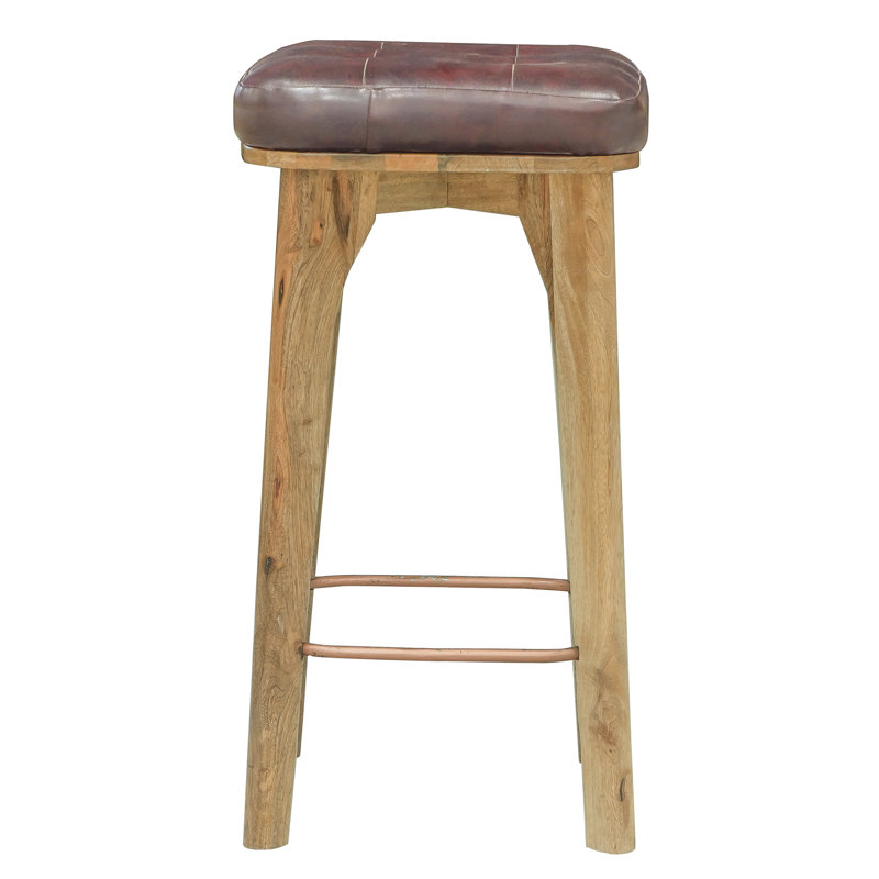 Upholstered Counter Stool with Solid Wood Frame
