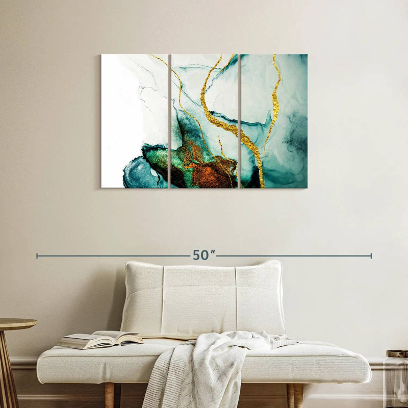 «Abstract Gold Streaks», reproduction d'art sur toile, H 38 po x l 24 po x P 1,25 po