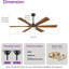 Ventilateur de plafond 6 pales en bois massif avec lumière DEL et télécommande Modern-1455755810-1455755811-1455755814