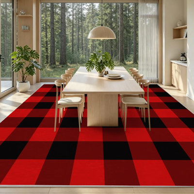 Clear Machine Washable,Gingham Seamless for Plaid Indoor Area Rug