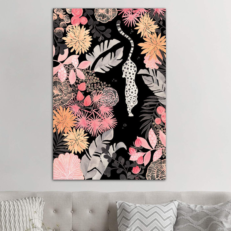 Art de pédoncule leopard, H 26 po x l 18 po x P 1,5 po, Toile tendue