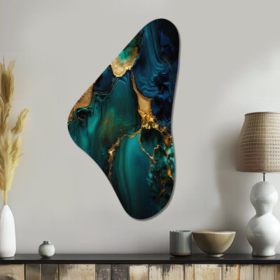 Bridgwater - Marble Irregular Shape Metal Wall Art, Gold Asymmetrical Metal Art Print