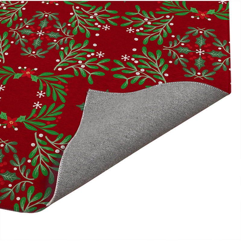 Tapis de cuisine Winter Mistletoe, Rectangulaire 3 pi x 5 pi, Rouge