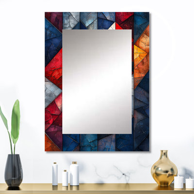 «Unity In Force Usa Flag Fragments IV», grand miroir mural rouge, imprimé unique en métal