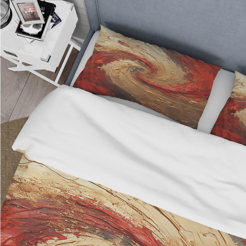 Ensemble de housse de couette Red Gold Fusion Spiral - Abstract Spirals, Housse de couette très grand et 2 très grandes t