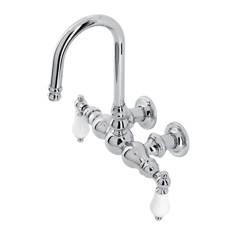 Kingston Brass Vintage Two-Handle 2-Hole Tub Wall Mount Clawfoot Tub Faucet, Polished Chrome