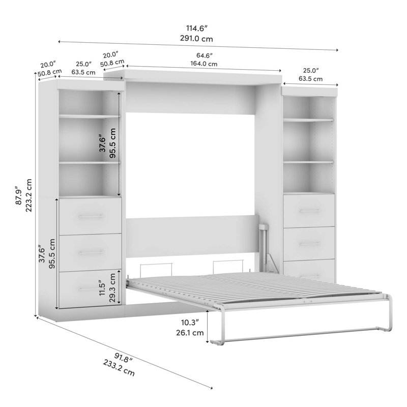 Arthor Metal Murphy Bed, Bark Gray/White