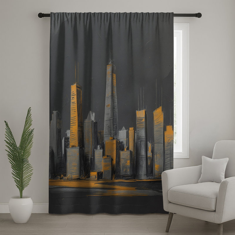 Rideaux crocheté City Skyline, 50 po x 92 po - 1 panneau, Blockout