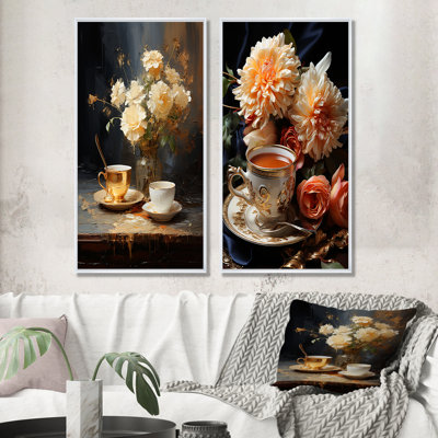Tea Time Classic Sips - Coffee & Tea Canvas Prints Set Of 2