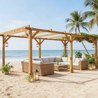 Pergola stable, treillis de raisin d'extérieur avec bois de sapin durable et support pour plantes grimpantes