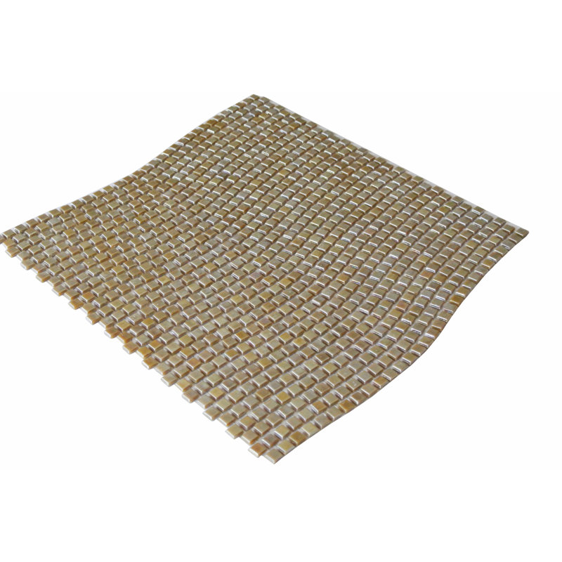 Galaxy 0.3125 in. x 0.3125 in. Iridescent Glass Pressed Edge Tiny Square Mosaic Wall Pool & Floor Tile, Sun Taupe