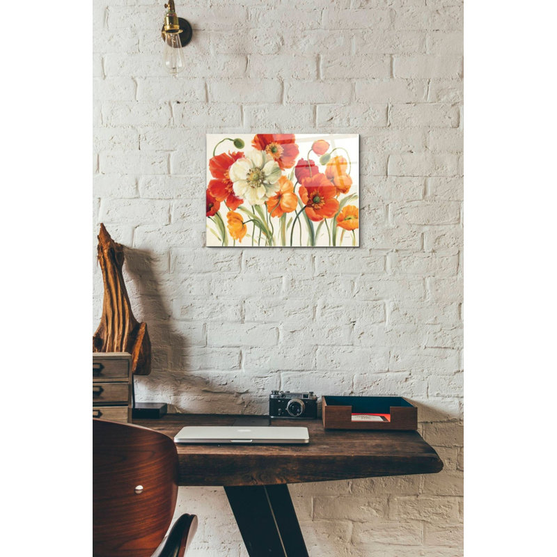 «Poppies Melody I» par Lisa Audit, art mural en verre acrylique, H 12 po x l 16 po x P 0,12 po
