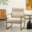 Chaise d'appoint rembourrée en métal avec accoudoirs Mid-Century