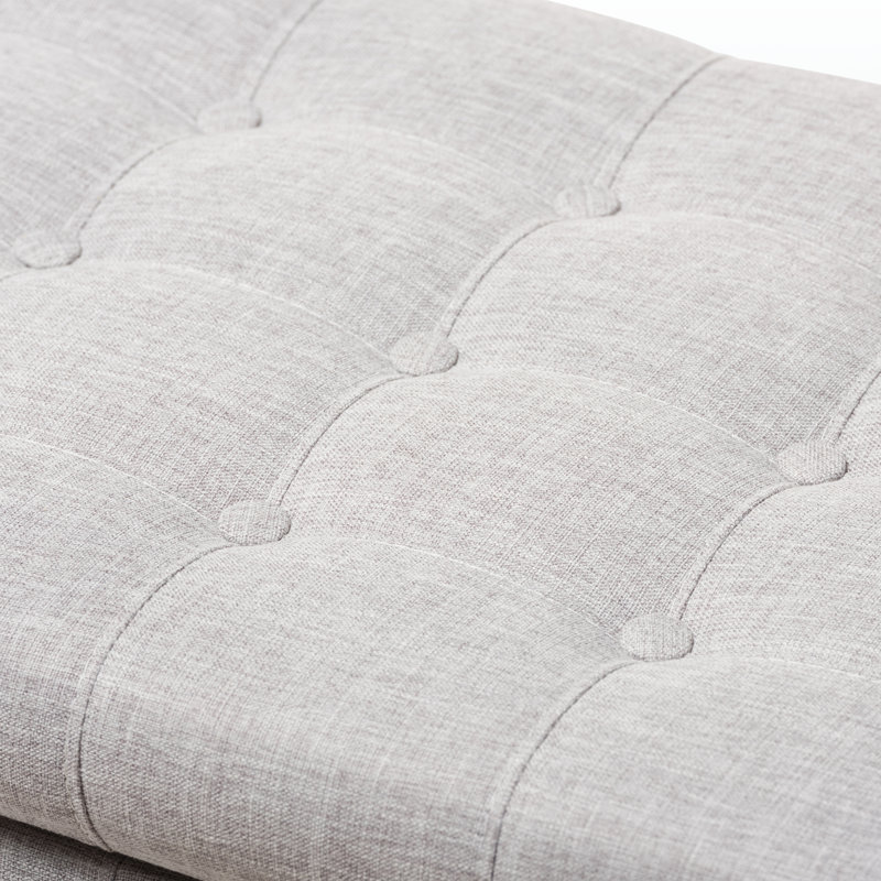 Banc de rangement Arhaam, revêtement en tissu beige grisâtre, capitonné, H 18,48 po x l 41,55 po x P 16,48 po