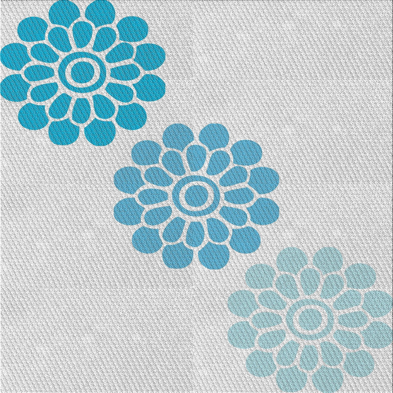 Tapis bleu à motif floral Kyal, Carré 4 pi