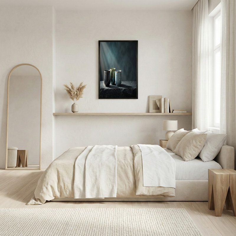«Rustic Blue» et «Green Cups» sur toile en pierre, H 36 po x l 48 po