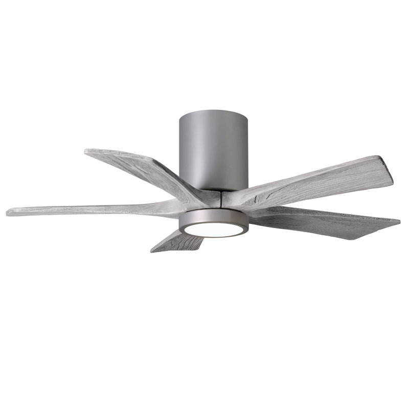 Ventilateur de plafond à 5 pales DEL avec ensemble d'éclairage inclus Irene, Nickel brossé, 42", Ton bois de grange