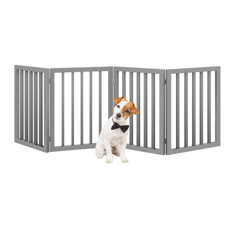 Wood Free Standing Pet Gate, Grey