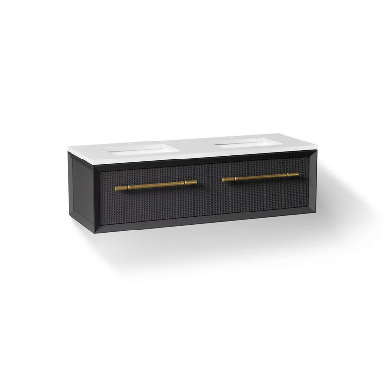 Enivo 60" Vanity With Quartz Countertop, Sink And Hardware Included, Gloss Black