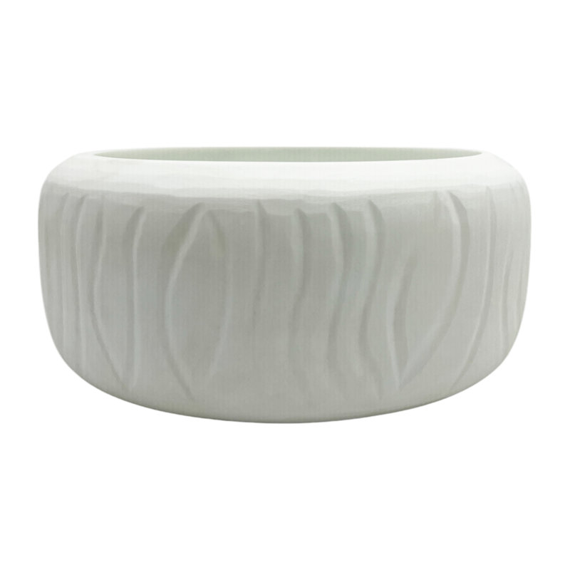 Vase décoratif en verre texturé blanc ondulé 10 po - Vase décoratif moderne fait à la main