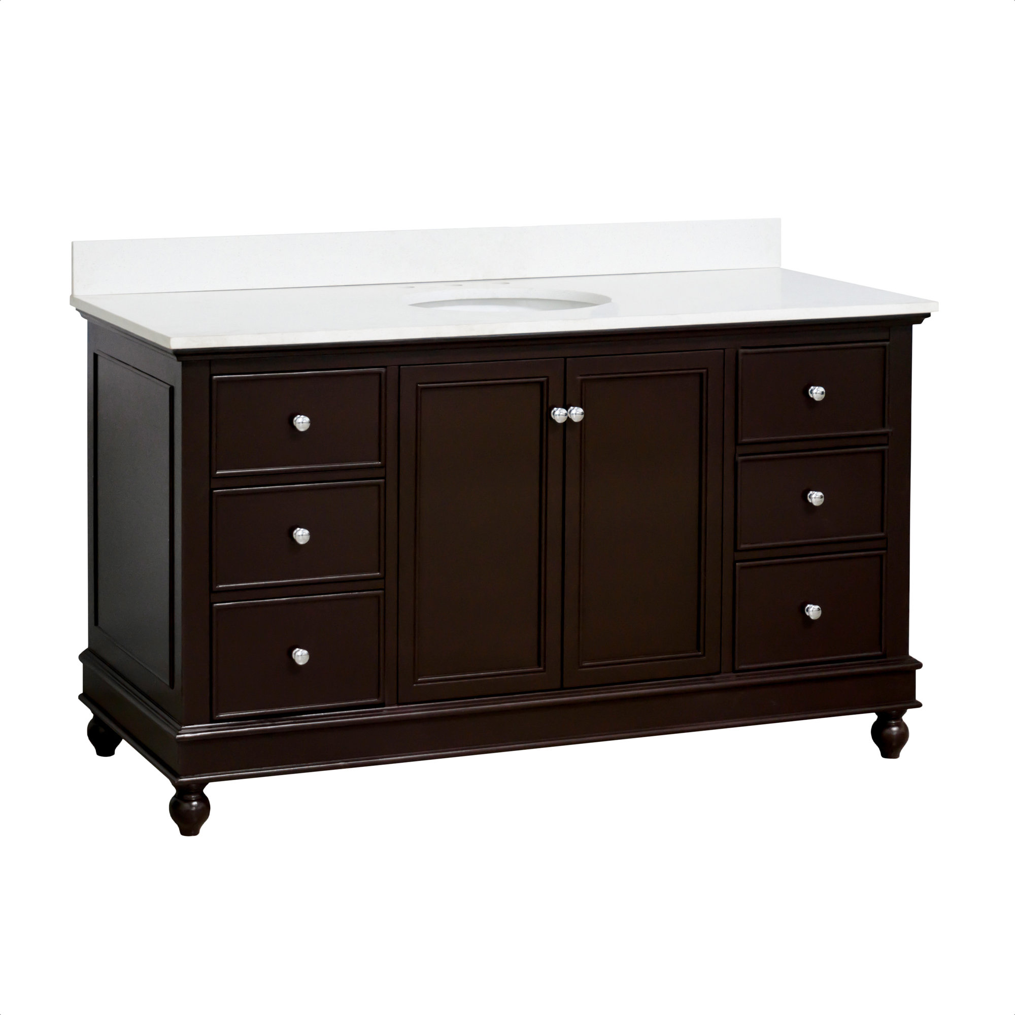Ferdinand 60'' Single Bathroom Vanity, Quartz, Chocolate