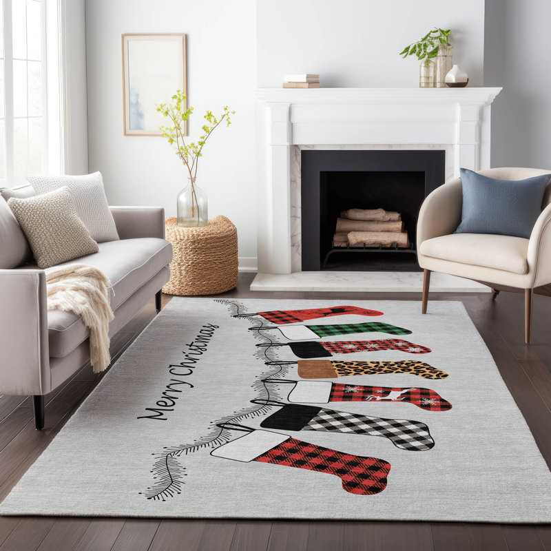 Premium Machine Washable Cerrito AMF216 Gray Rug, Rectangle 8' x 10'
