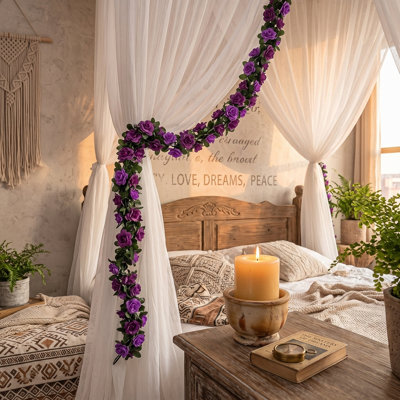 Guirlande de fleurs artificielles suspendues 5 pièces | Fleurs en soie pour l'extérieur, décorations de guirlandes florales pour la chambre à coucher, toile de fond de mariage, fête, anniversaire, guirlande, mur