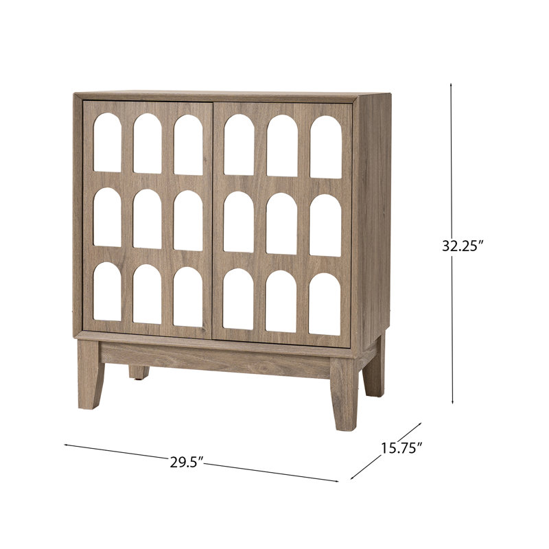 Buffet Mid-Century de style bohème moderne, armoire de rangement en bois Seadrift avec portes et tablettes réglables pour le salon