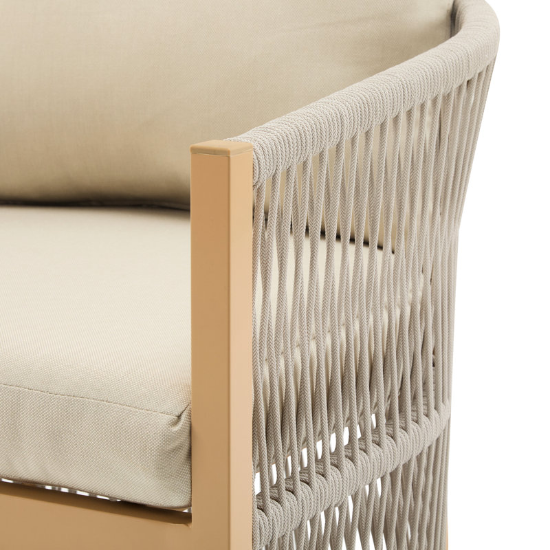 Méridienne moderne en aluminium beige avec assise rembourrée et élégante pour un espace intérieur extérieur, Beige / Naturel