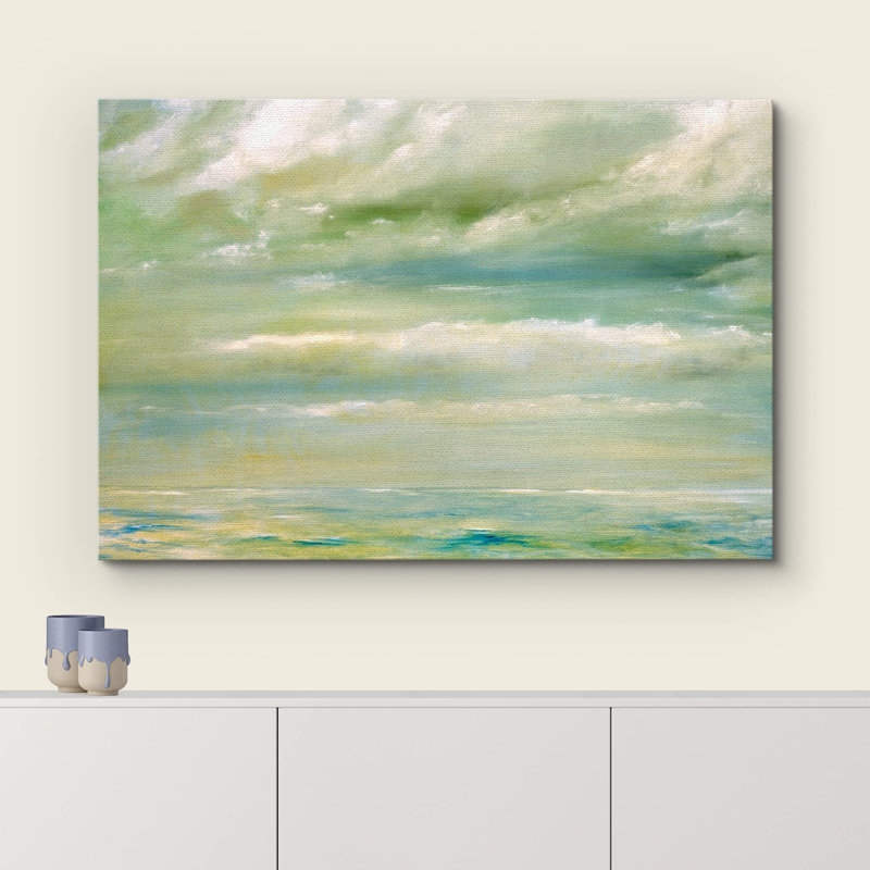 Nuage marin vert sur l'océan, H 24 po x l 36 po, Toile tendue