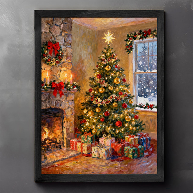 Cadre noir rétro Un salon de Noël plein de chaleur et d'antan, impressions encadrées de style rétro, H 11 po x l 9 po