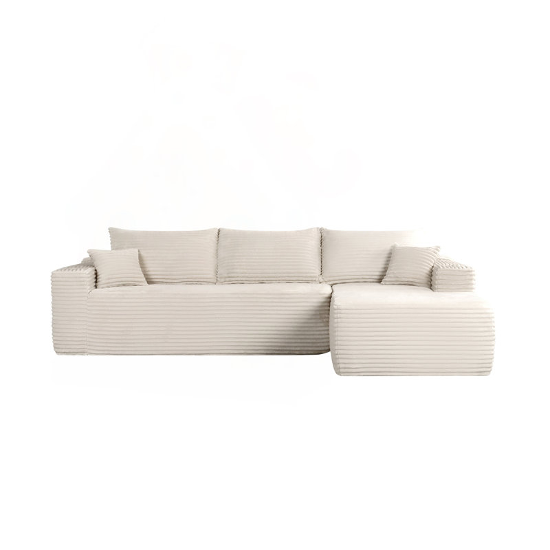 Canapé modulaire 108 po Cloud avec méridienne en forme de L et poches latérales, White
