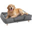 Tucker Murphy Pet™ Dog Sofa, Elevated Dog Couch For Large Dogs, Removable Washable Pet Sofa Cat Bed With Anti-Slip Foot Pads, Dark Grey