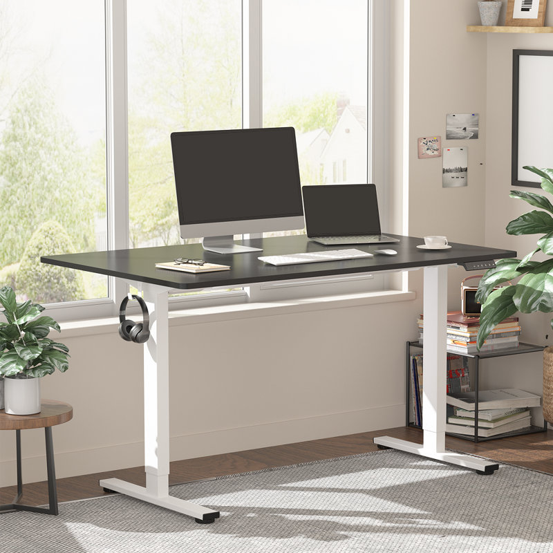 Bureau debout réglable Dojtcho Home Office, H 46,6 po x l 48 po x P 30 po, Noir / blanc