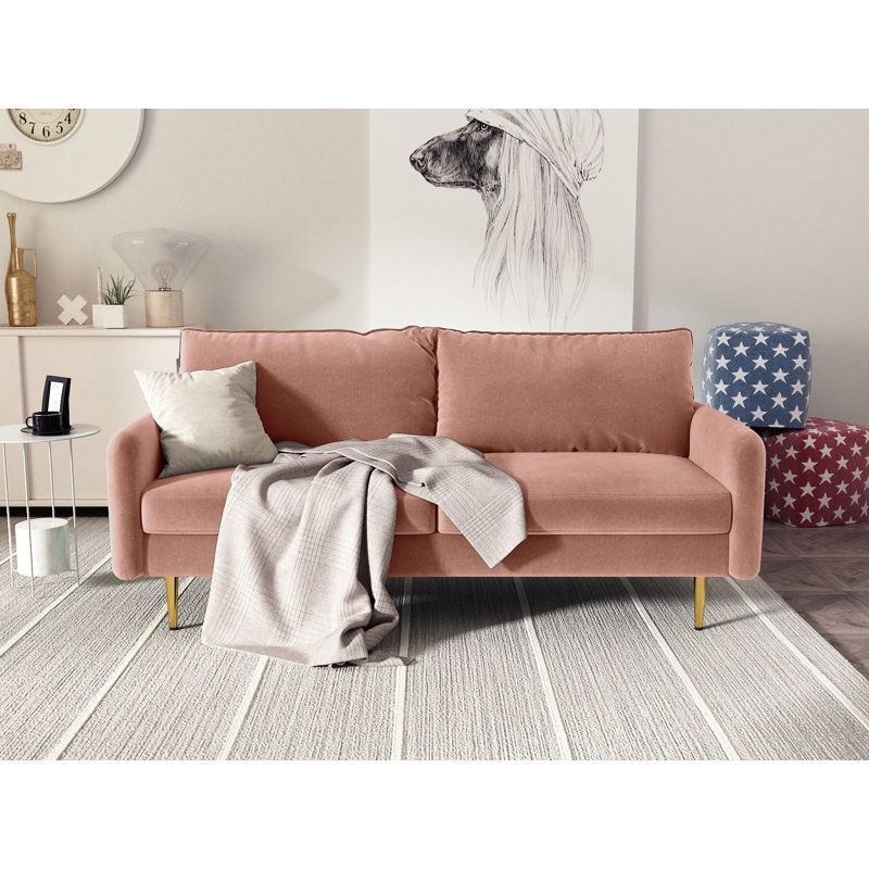 Javonta 70'' Upholstered Sofa, Rose Velvet