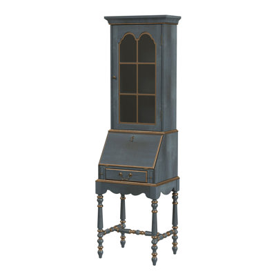 20 po Newlark Secrétaire classique en bois et verre à 2 portes et 1 porte, bleu pastel