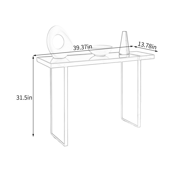 Console rectangulaire en acrylique, H 31,5 po x l 39,37 po x P 13,78 po, Magenta, Magenta, Magenta