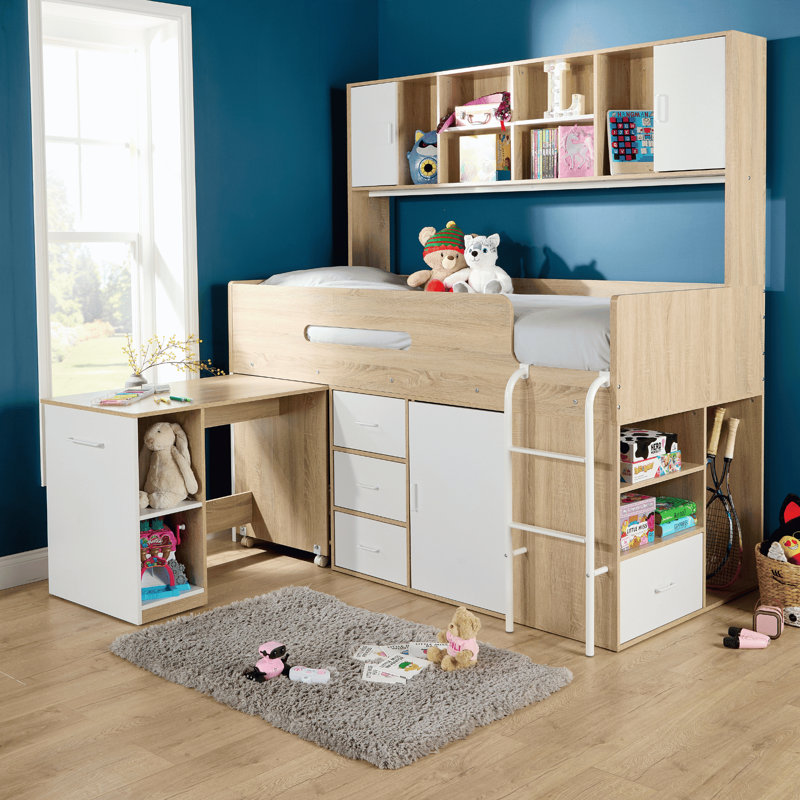 Single (3') Cabin Bed Bed Frame with Storage Included with Built-in Ladder Included with Desk Included