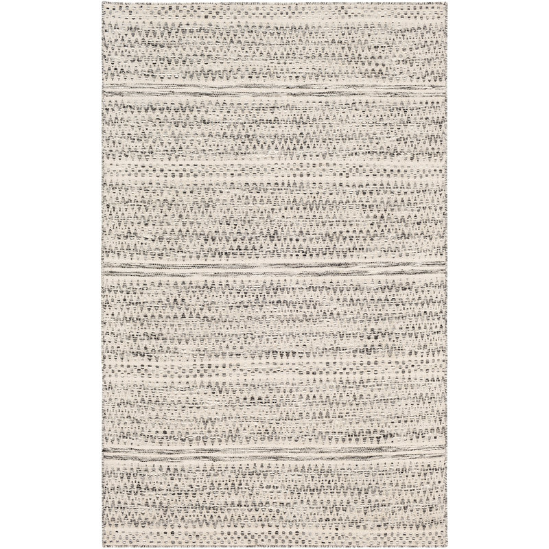 Moroccan Wool Hand Woven Area Rug, Beige/Grey/Black, Rectangle 152 x 228 cm