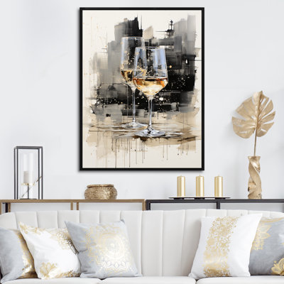 Black And White Champagne Glass Essence II - Champagne Wall Art
