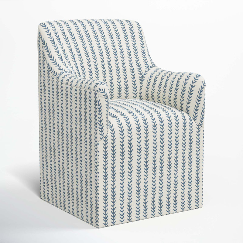 Fauteuil en coton Howth, Rayures à motif de vigne bleu cendré