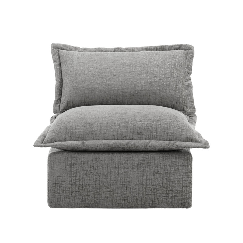 Upholstered Soft Gray Chenille Accent Lounge Chair with Cushion Back – Fully Compressed, No Assembly Required, Gray