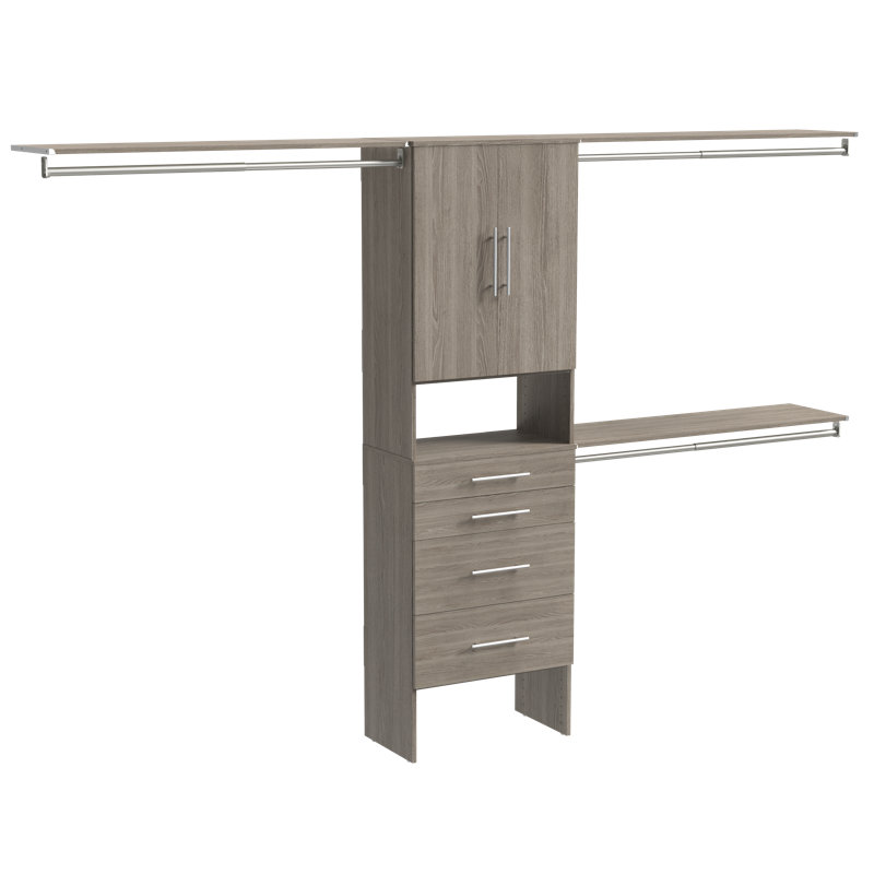 SuiteSymphony 84" W - 120" W Closet System with Drawers and Doors, Graphite Gray