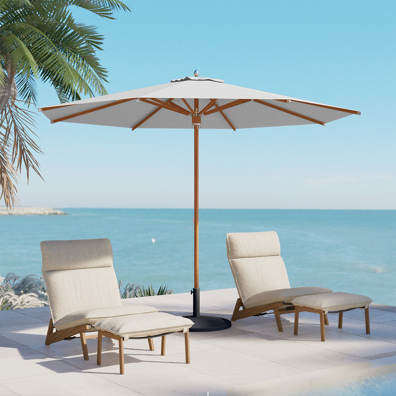 Rebecka Adjustable Pulley Lift Round Umbrella, Gray