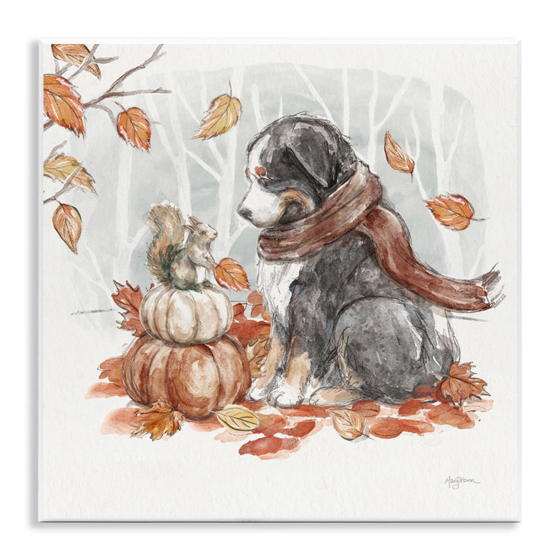 "Dog & Fall Pumpkins", art mural par Mary Urban