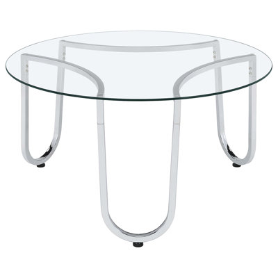 Sleek Chrome 2-Piece Round Coffee Table Set with Tempered Glass Tops