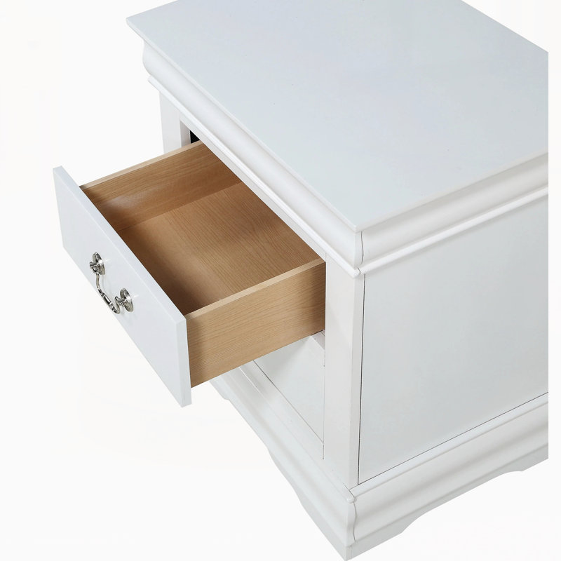 Table de chevet moderne avec tiroirs, Blanc