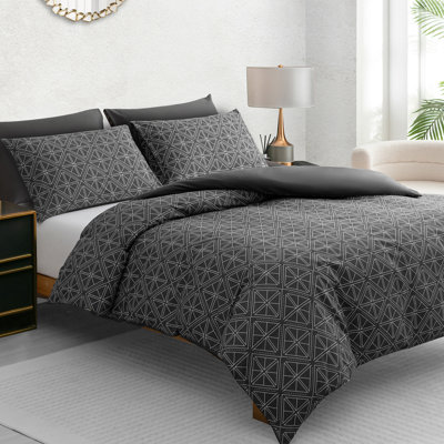 Microfiber Geometric Duvet Cover Set