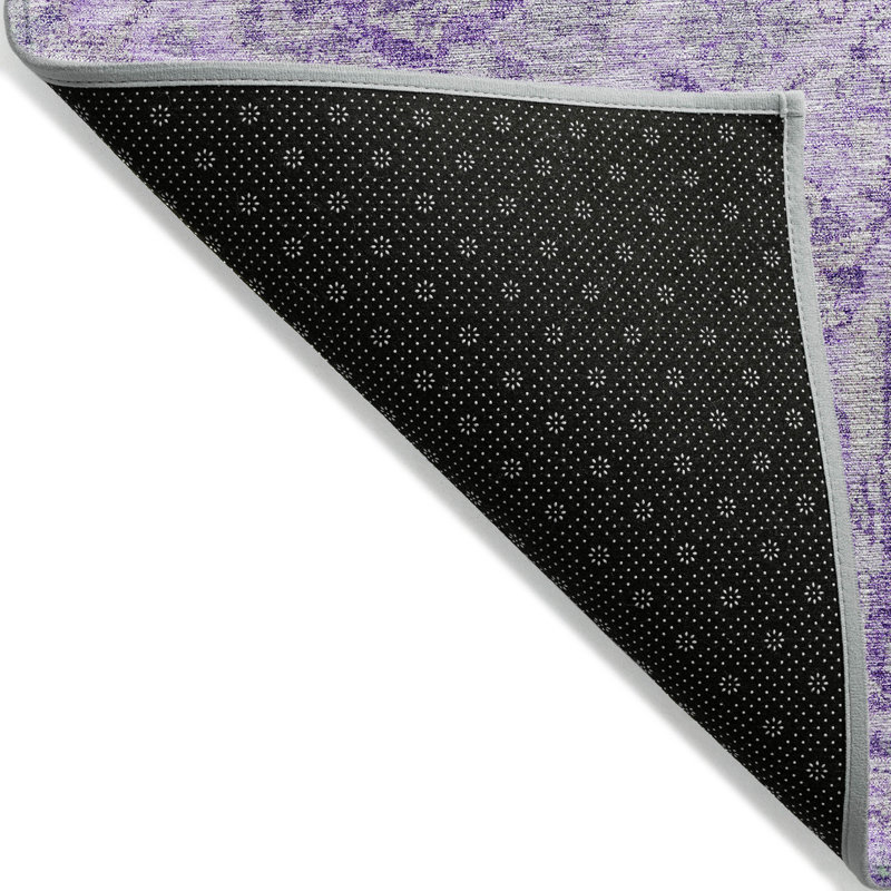 Lavender Damask Ultra-Thin Machine Washable Indoor/Outdoor Rug